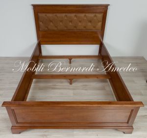 OC289 Letto Matrimoniale In Noce Queen Size Con Testiera Pelle 14